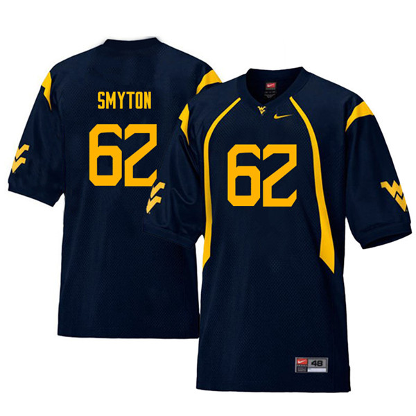 NCAA Men's Garrett Smyton West Virginia Mountaineers Navy #62 Nike Stitched Football College Throwback Authentic Jersey BT23P68IP